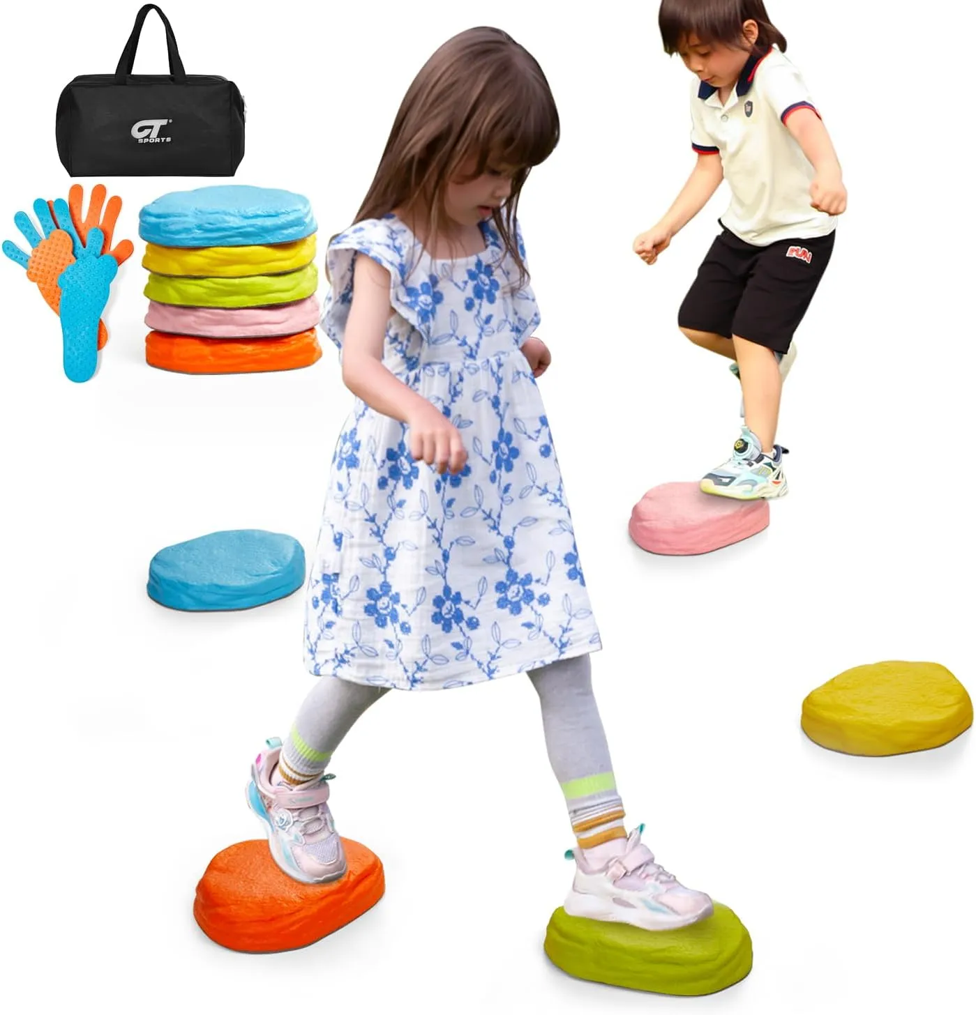 10-Pack of Stepping Stones for Kids - Soft, Non-Slip, Comfortable Balance Stone - Suitable for Toddlers and Children Aged 3 , Suitable for Indoor and Outdoor Use
