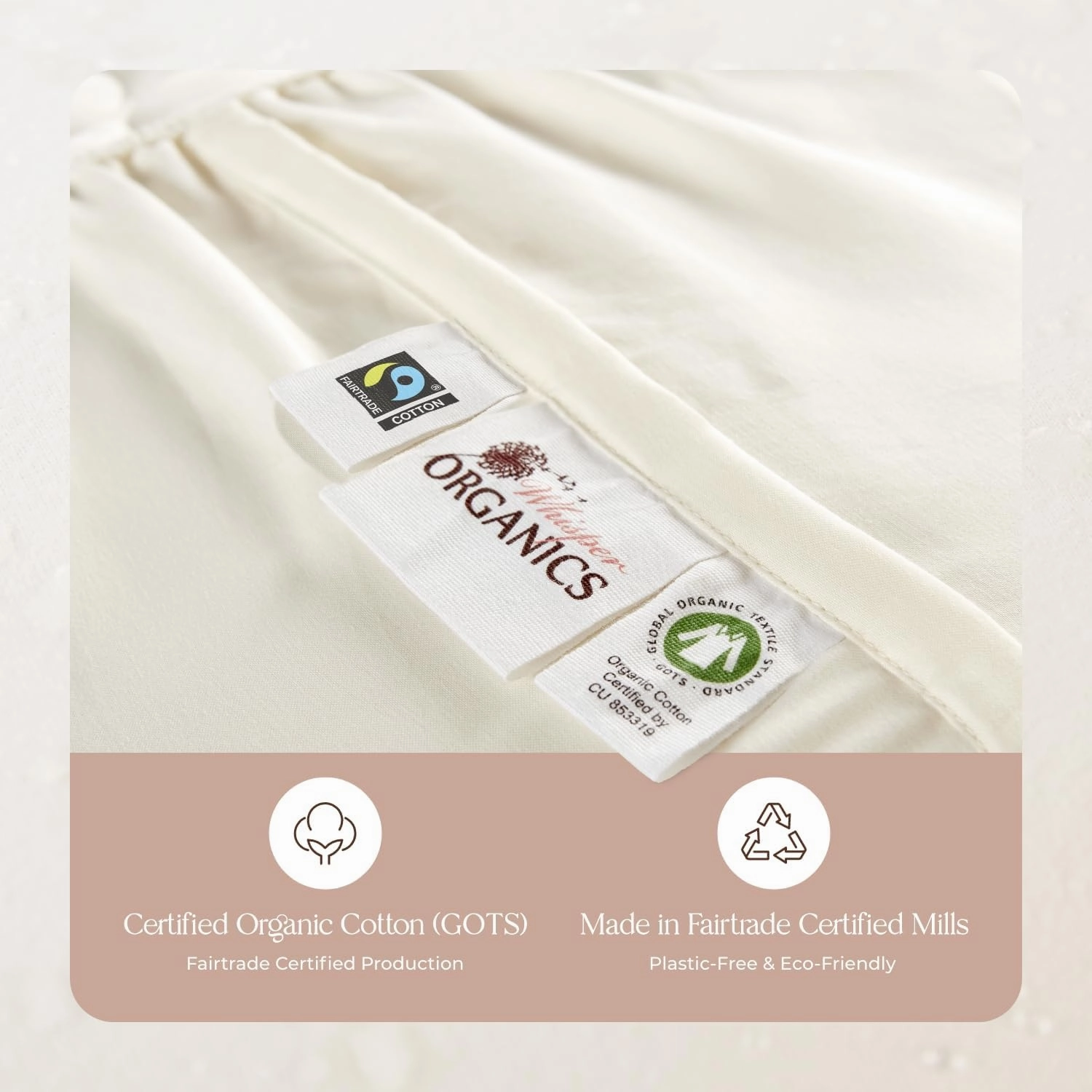 100% Cotton Organic Mattress Pad - Breathable & Cooling Mattress Protector King Size - Premium 300GSM Quilted and Noiseless Machine Washable Organic Mattress Protector (Ivory, King)