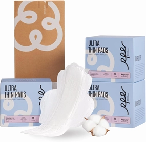 100% Organic Pads for Women 54ct, Ultra Thin Unscented Feminine Period-Pads with Wing, Regular Absorbency Sanitary Pad, Organic Cotton Pad Menstrual (Regular, Size 3, 54 Count)