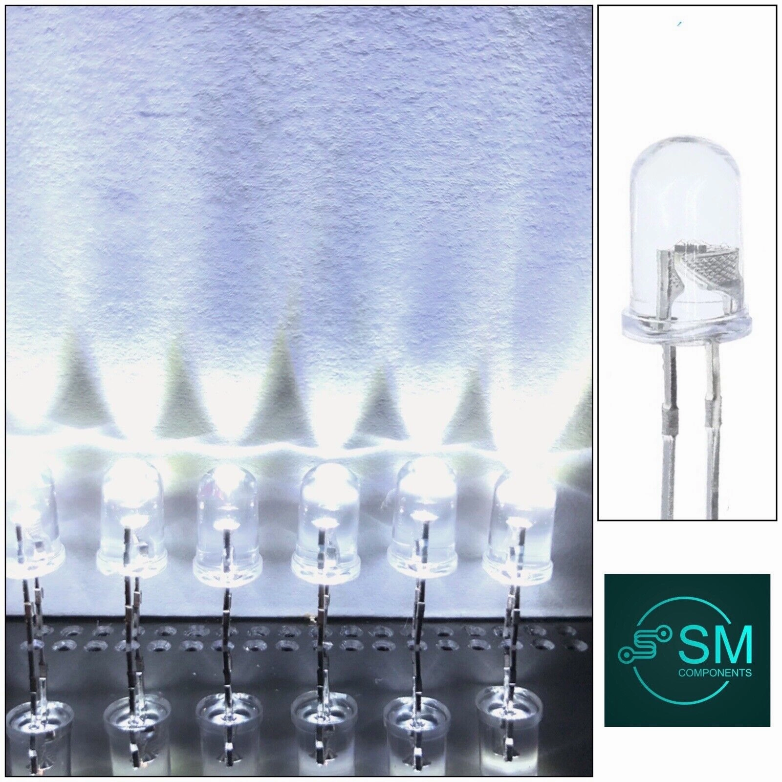 100pcs 5mm Flashing Blinking White LED Light Emitting Diodes 1.5hz On Off