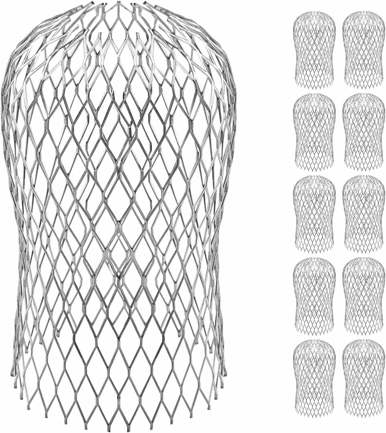 10 Pack Gutter Downspout Guards 3.5 Inch Adjustable Aluminium Filter Strainer, Expandable Gutter Strainer for Preventing Blockage Leaves Debris Drain Net Cover Gardening Tools