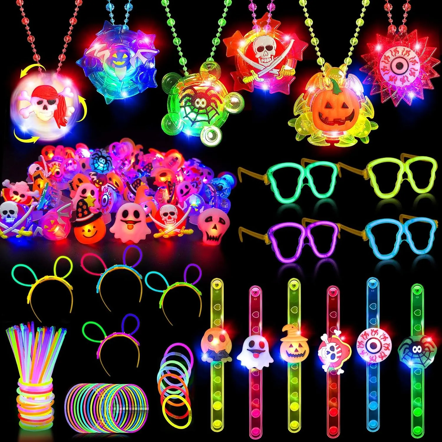124PCS Halloween Party Favors for Kids, Glow in the Dark Toys Bulk for Halloween Treat Bags Goodies Bags Fillers/Halloween Gifts Party Supplies
