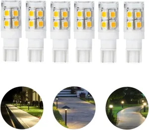 12V 24V Low Voltage Landscape Replacement LED Bulb T5 T10 Wedge Base 25W Equivalent 240lm 1.5W for Garden Path Deck Walkway Lawn Cool White 6000K Pack of 6