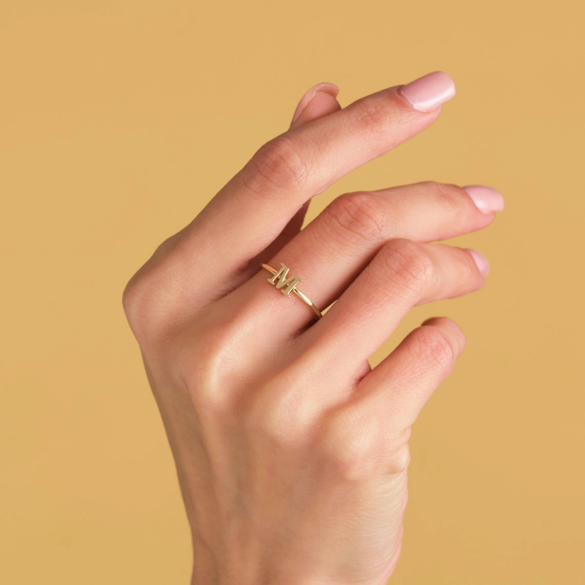 14k Gold Personalized Initial Ring, Alpha