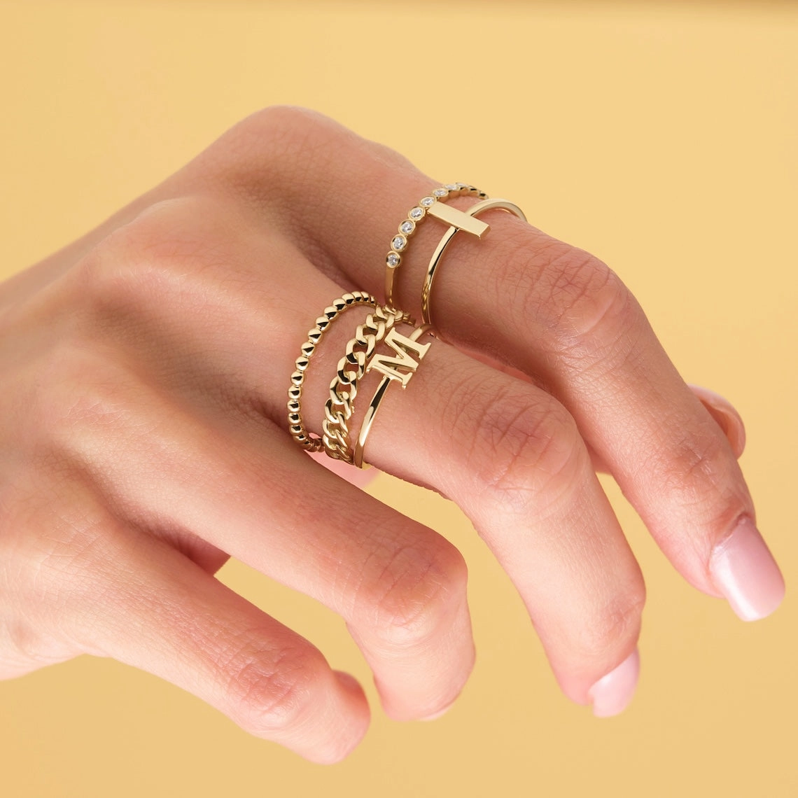 14k Gold Personalized Initial Ring, Alpha