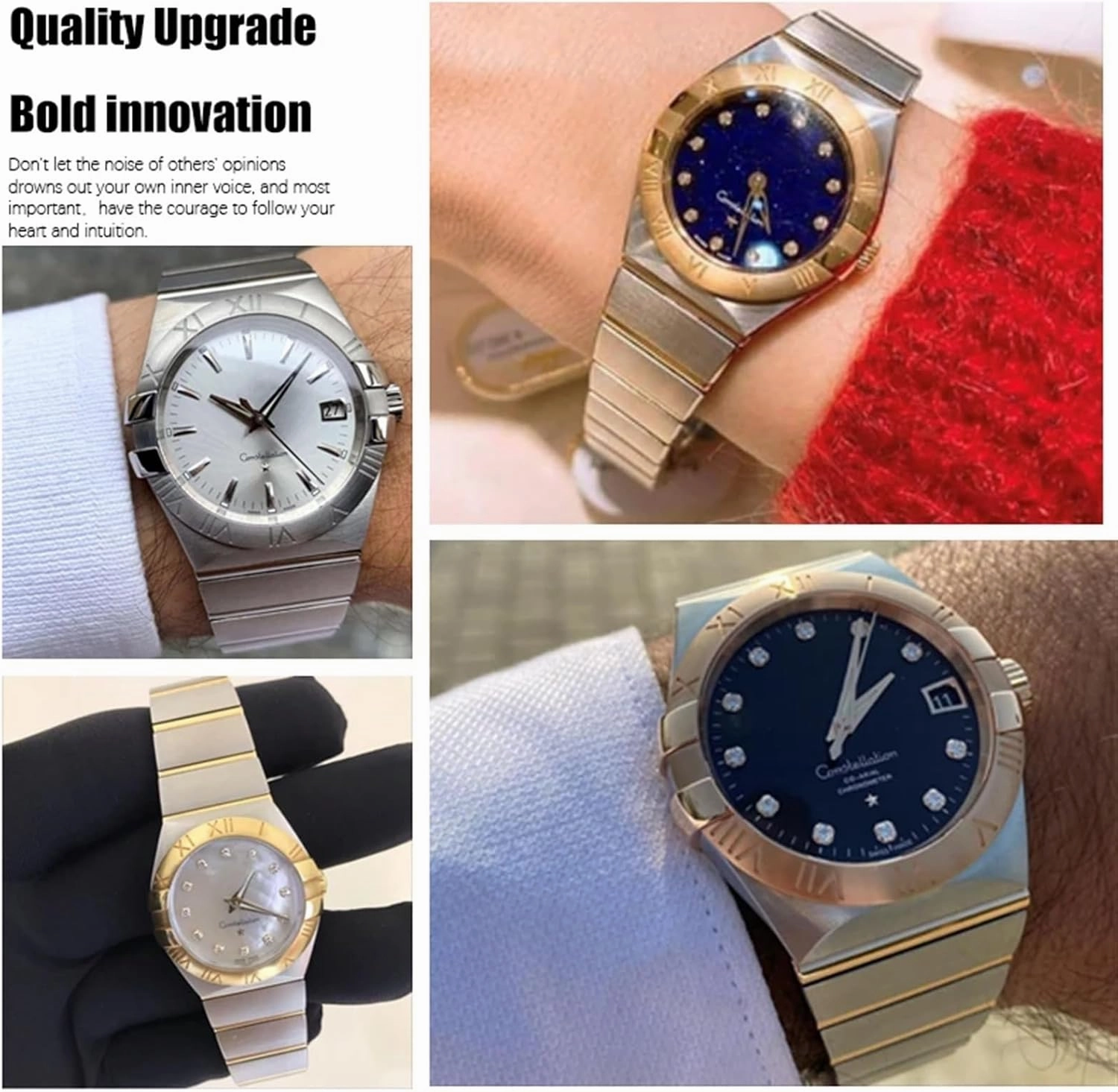 15mm 17mm 18mm 23mm 25mm Concave Shape Stainless Steel Watchband Fit for Omega Constellation Silver Watch Strap Solid Bracelets