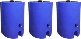 160 Gallon Unique Stackable Utility Water Tank with Large Cap for Easy Filling & 2 Spigots, Fits Through Standard Doorway, Blue (3 Pack)