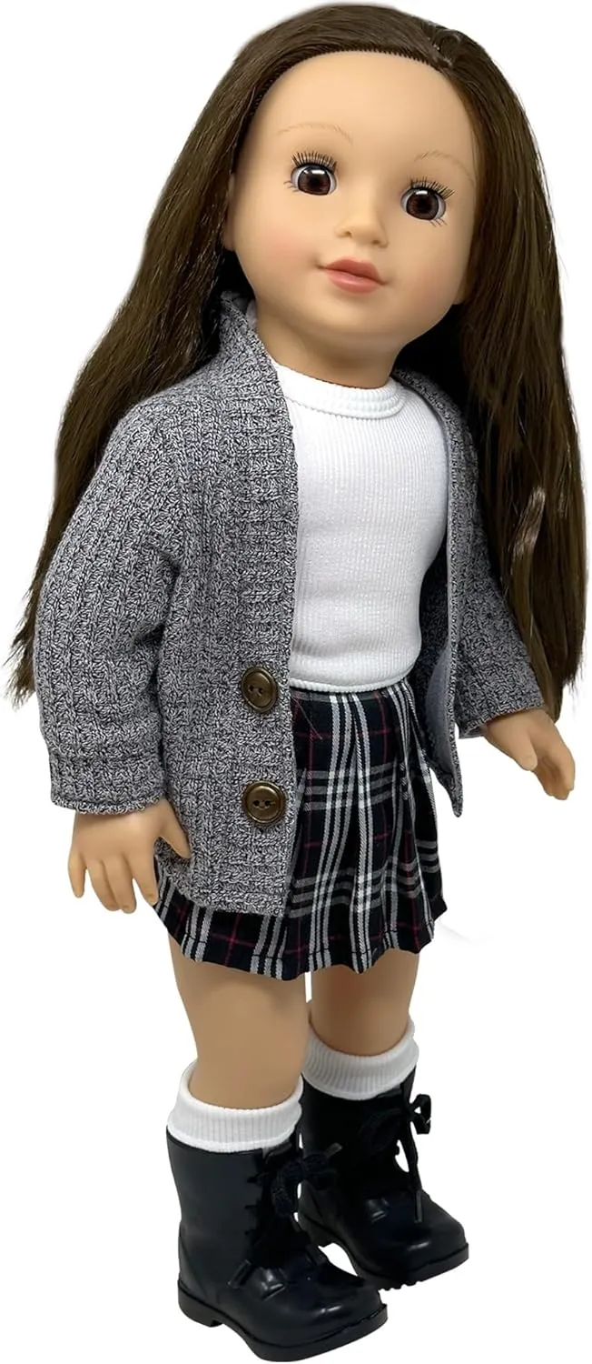 18 Inch Dolls with Soft Hair and Accessories – Soft Body Doll with Sleeping Eyes, Poseable Vinyl Arms & Legs, Dress Outfit – Cute 18" Doll Set for Girls - Original 18" Doll