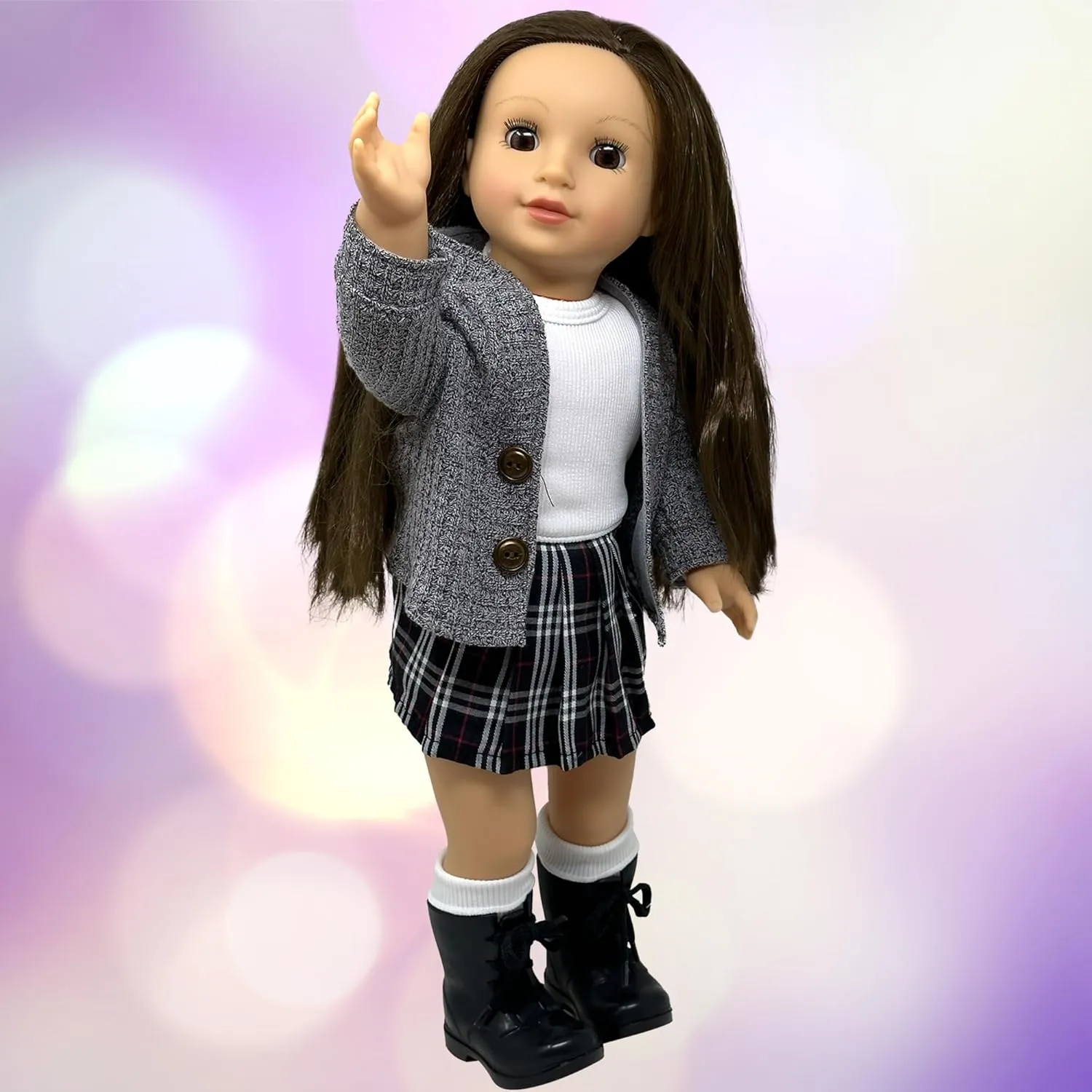 18 Inch Dolls with Soft Hair and Accessories – Soft Body Doll with Sleeping Eyes, Poseable Vinyl Arms & Legs, Dress Outfit – Cute 18" Doll Set for Girls - Original 18" Doll