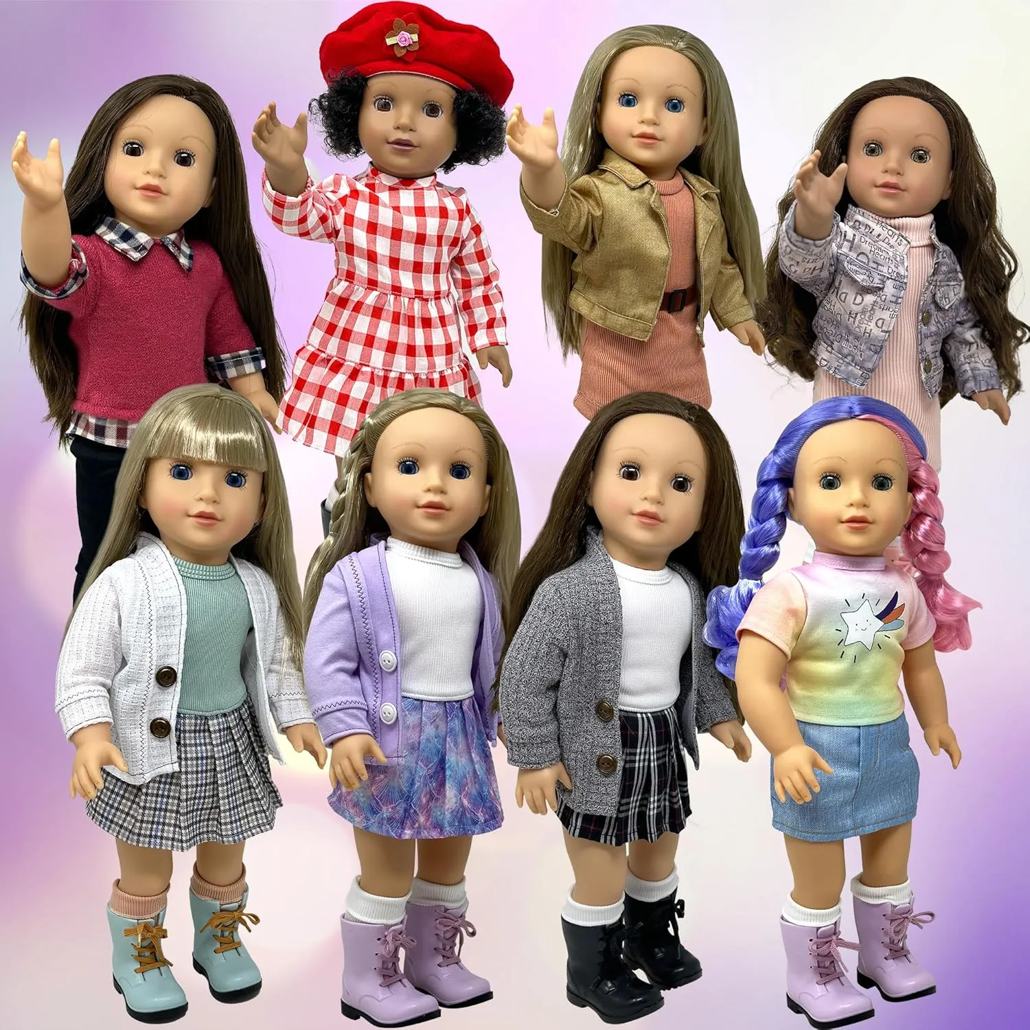 18 Inch Dolls with Soft Hair and Accessories – Soft Body Doll with Sleeping Eyes, Poseable Vinyl Arms & Legs, Dress Outfit – Cute 18" Doll Set for Girls - Original 18" Doll