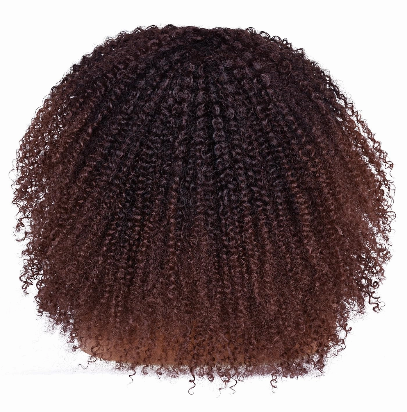 18Inch Long Curly Wig With Bangs for Black Women Afro Bomb Kinky Curly Wig Fluffy and Soft Synthetic Hair（Dark brown）