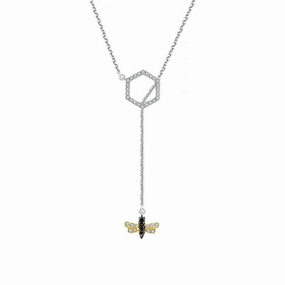18k Gold Bee Shape Adjustable Diamond Necklace