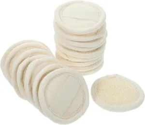 18pcs Natural Loofah Sponge Exfoliating Pads for Gentle Facial Cleansing Compact with Elastic Hand Straps for Skin Massage and Shower
