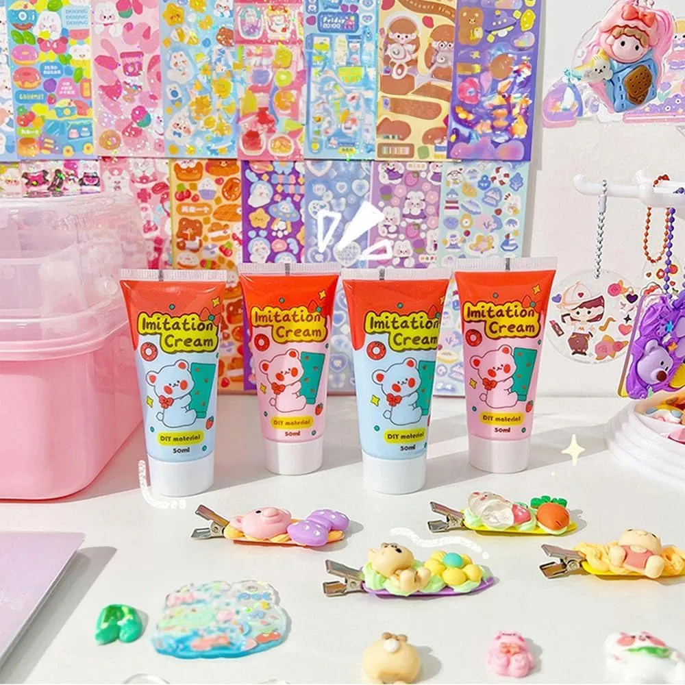 193 PS Cream Gum Guka Set and Transparent Storage Box, Stickers Suitable for Fun DIY Crafts for Children of All Ages (X5601)