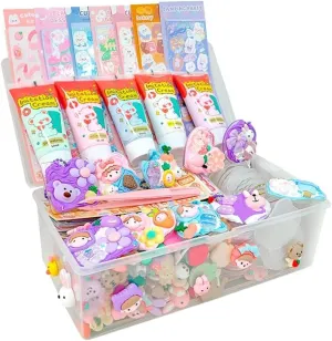 193 PS Cream Gum Guka Set and Transparent Storage Box, Stickers Suitable for Fun DIY Crafts for Children of All Ages (X5601)