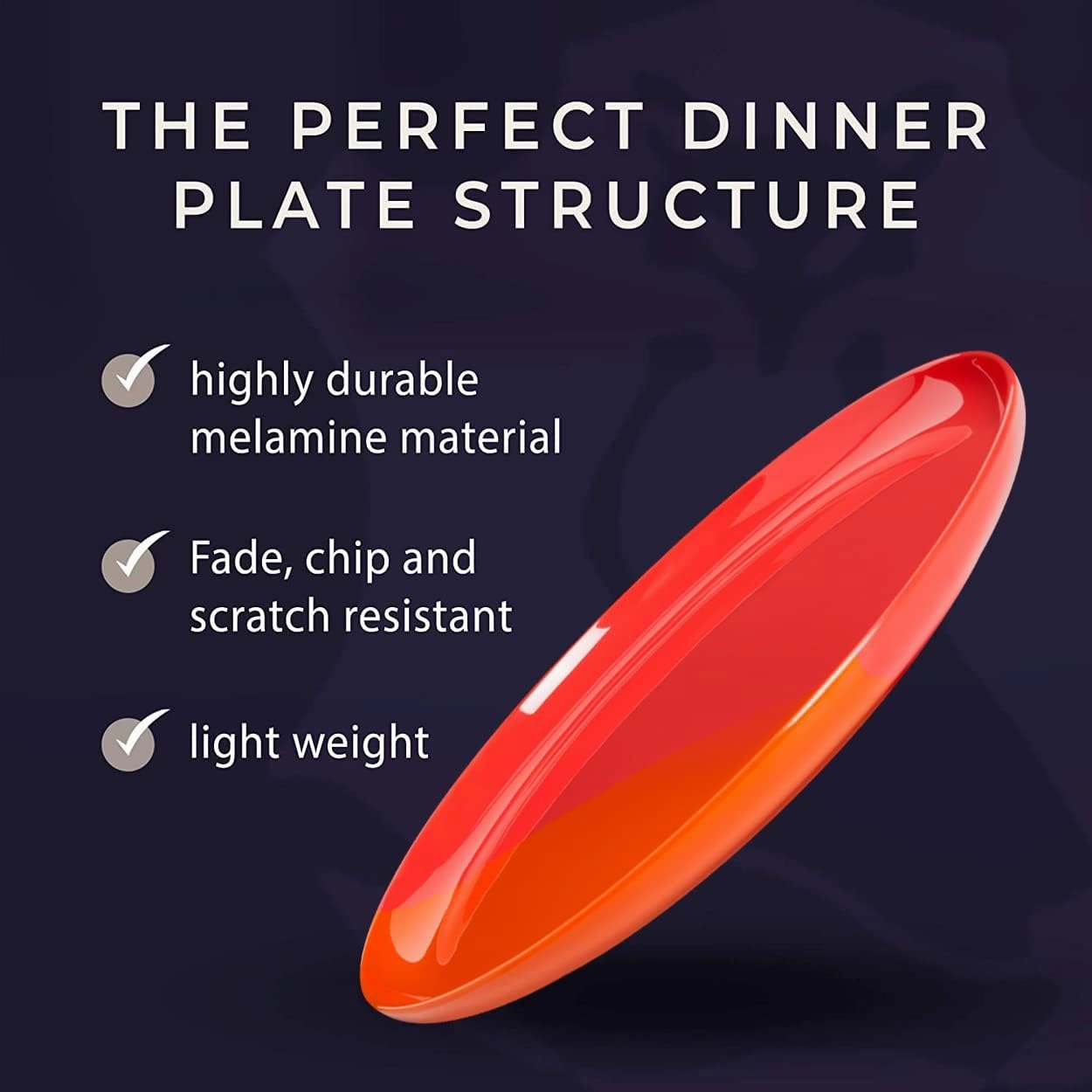 1/2 & 1/2 Melamine Side Plates Set of 4, Chip and Break-Resistant, Durable Salad Plates, Kid-Friendly Dessert Plates for Indoor and Outdoor, Dishwasher Safe, Orange/Salmon