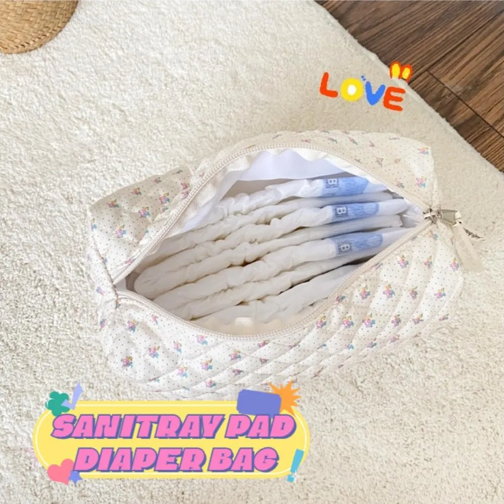 2 Pack Kawaii Cute Makeup Bag Aesthetic Travel Quilted Cotton Cosmetic Bag Organizer Toiletry Pouch for Women Teen Girls