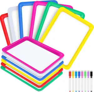 20 Pcs Magnetic Dry Erase Activity Trays Set Includes 12 Classroom Stackable Magnetic Trays and 8 Colorful Dry Erase Markers Letter White Boards for Kids Teacher Supplies