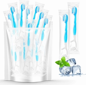 20 Individually Packaged Disposable Travel toothbrushes with Toothpaste, 5-in-1 Convenient Mini Disposable Toothbrush (Toothbrush   Toothpaste   Tongue Scraper   Dental Floss   Pick)