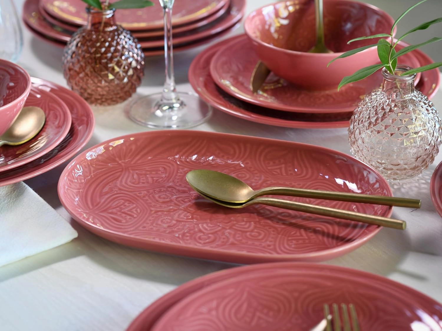 21631, Orient Mandala Series, 2-Piece Crockery Set, Porcelain Plate Set, Dishwasher and Microwave Safe, Made in Europe