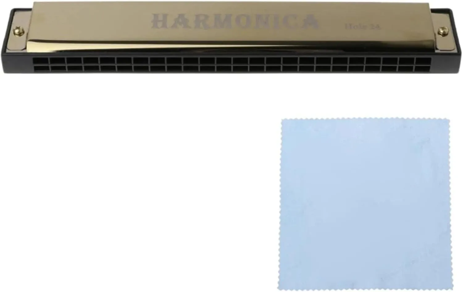 24 Hole Professional Harmonica C Tune Metal Beautiful Appearance(Gold)