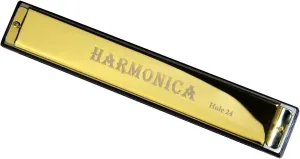 24 Hole Professional Harmonica C Tune Metal Beautiful Appearance(Gold)