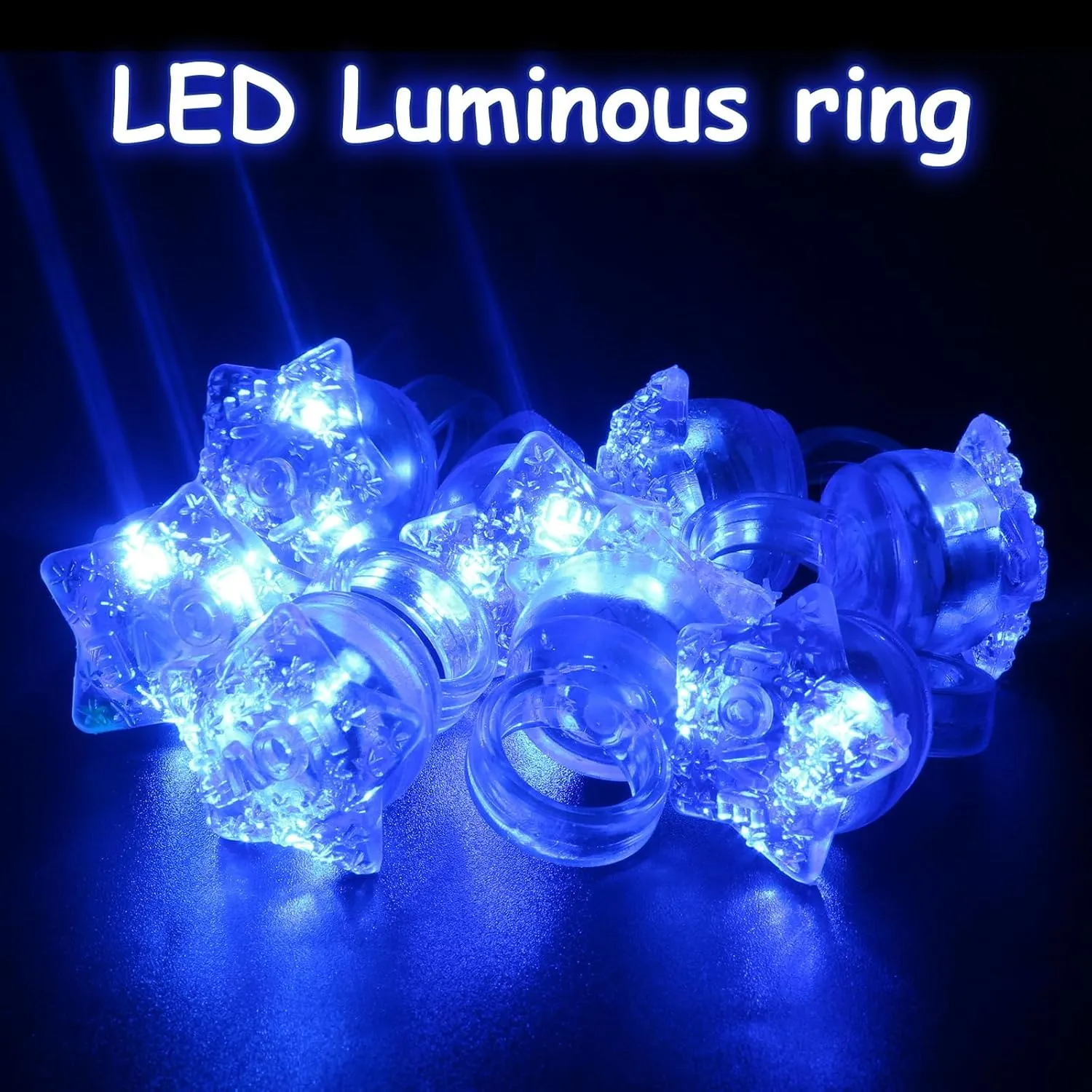 24 Pack Light Up Star Rings Glow in the Dark Party Flashing LED Jelly Finger Rings for July 4th,Halloween,Christmas,Concert,Goodie Bag Fillers,Raves