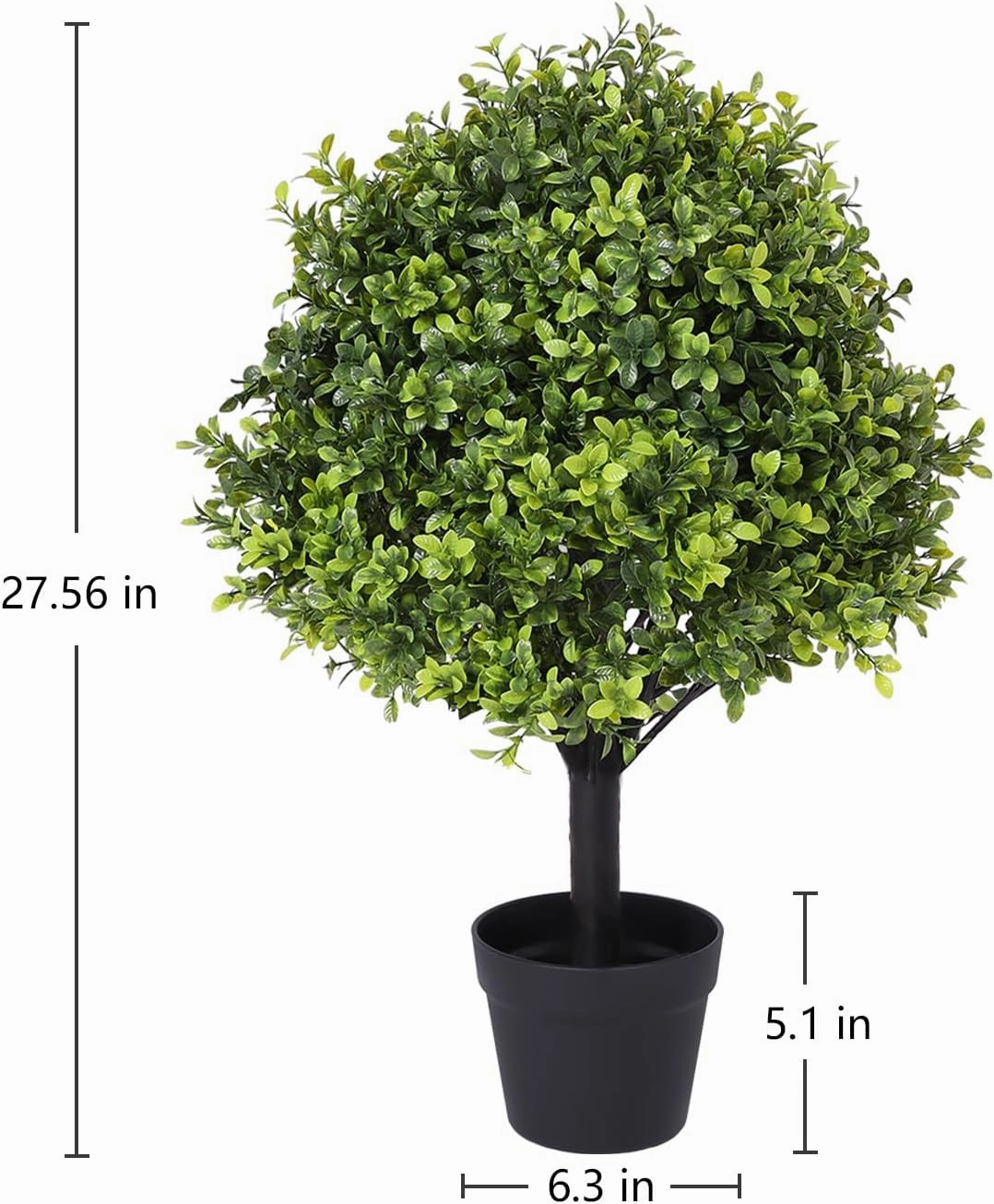 27" Faux Boxwood Plants Indoor & Outdoor Set of 2, UV-Resistant Topiary Trees Artificial Bushes & Shrubs, Fake Potted Plants Evergreen for Planters Front Porch Patio Decor