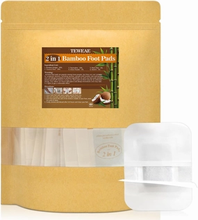 2 in 1 Foot Pads, 124 Pads Bamboo Vinegar Coconut Shell Powder Foot Pads with ''Stay in Place'' Bigger Adhesive Sheet