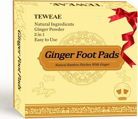 2 in 1 Ginger Foot Pads, 40 Pads Tear and Use, Premium Natural Ingredients Ginger Powder, Bamboo Vinegar Wormwood Foot Pads with ''Stay in Place'' Adhesive Pads