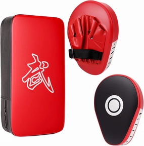 2-in-1 Punching Mitts Kick Pack Set,Curved Boxing Gloves Adjustable Kick Shield for Men,Women,Beginner,Adults,Youth,Boxing Mitts and Pad Kit for Taekwondo,Karate,Muay Thai,MMA Sparring Gear Equipment