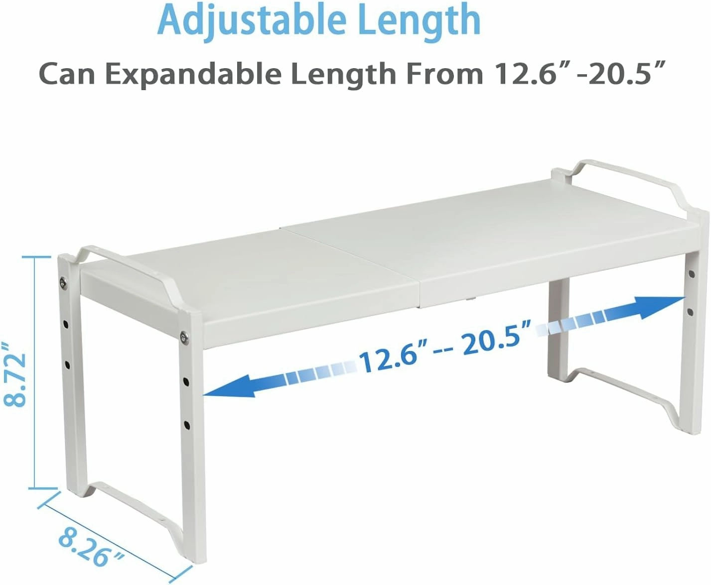 2 Pack Expandable Kitchen Cabinet Shelves Organizers, Stackable Adjustable Small Storage Shelf Rack Stand Riser For Pantry Cabinet Cupboard Kitchen Counter Organization, 22 lbs Capacity, Length:20.5"