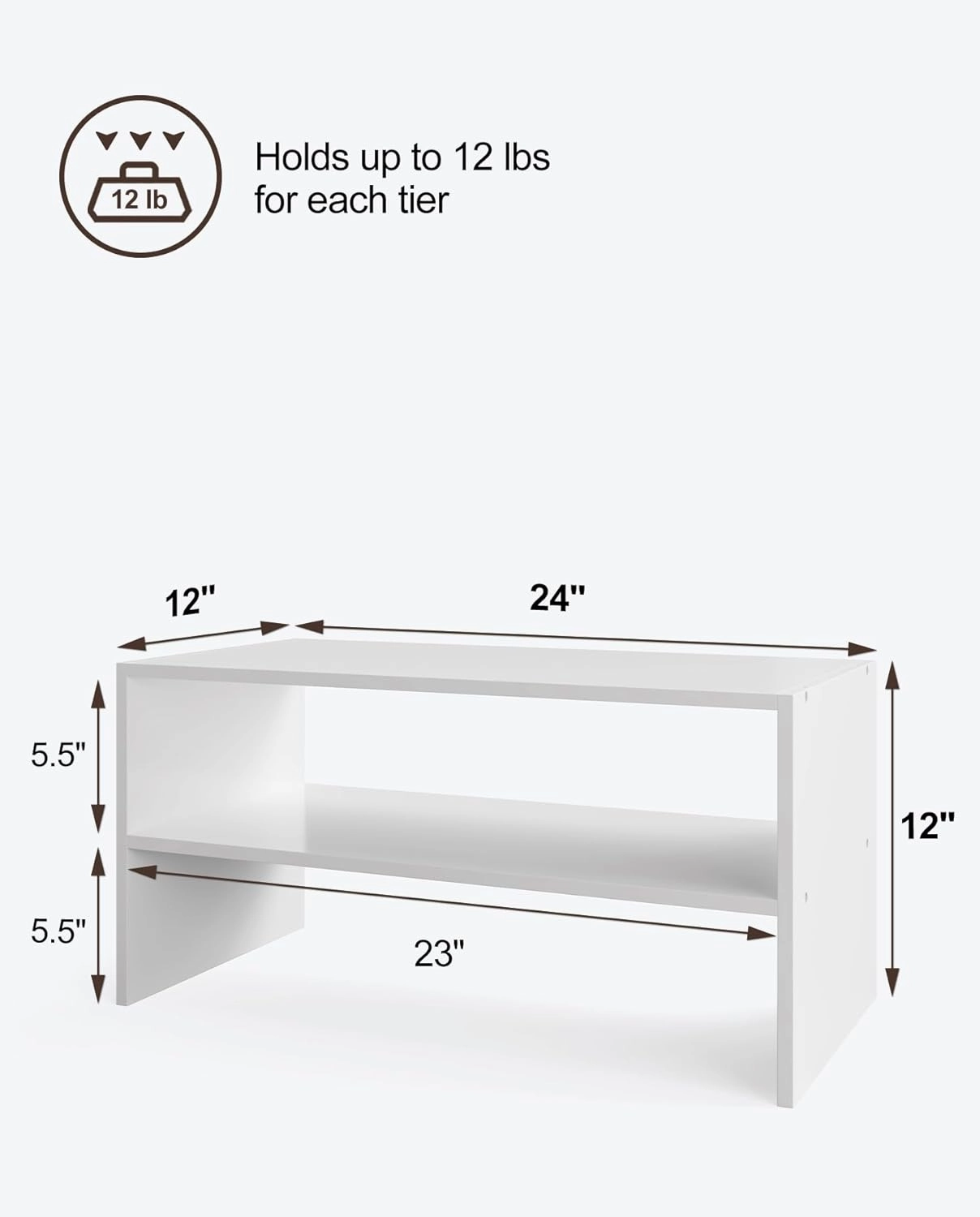 2-Tier Stackable White Shoe Rack, Wooden 2-Shelf Shoe Organizer Freestanding Shoe Storage Stand for 6-9 Pairs, Perfect for Closet, Entryway, Office Use - White(Pack of 2)
