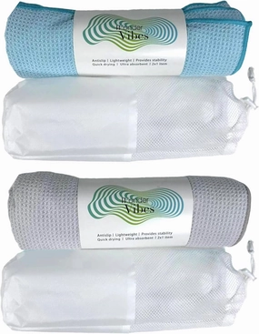 2x1 Hot Yoga Towel Pack - 2 Yoga Mat Towel - Quality Yoga Towel with Mesh Bags - Yoga Towels for hot Yoga Non Slip - 2 Absorbent Pilates Mat Towels - Multi-use