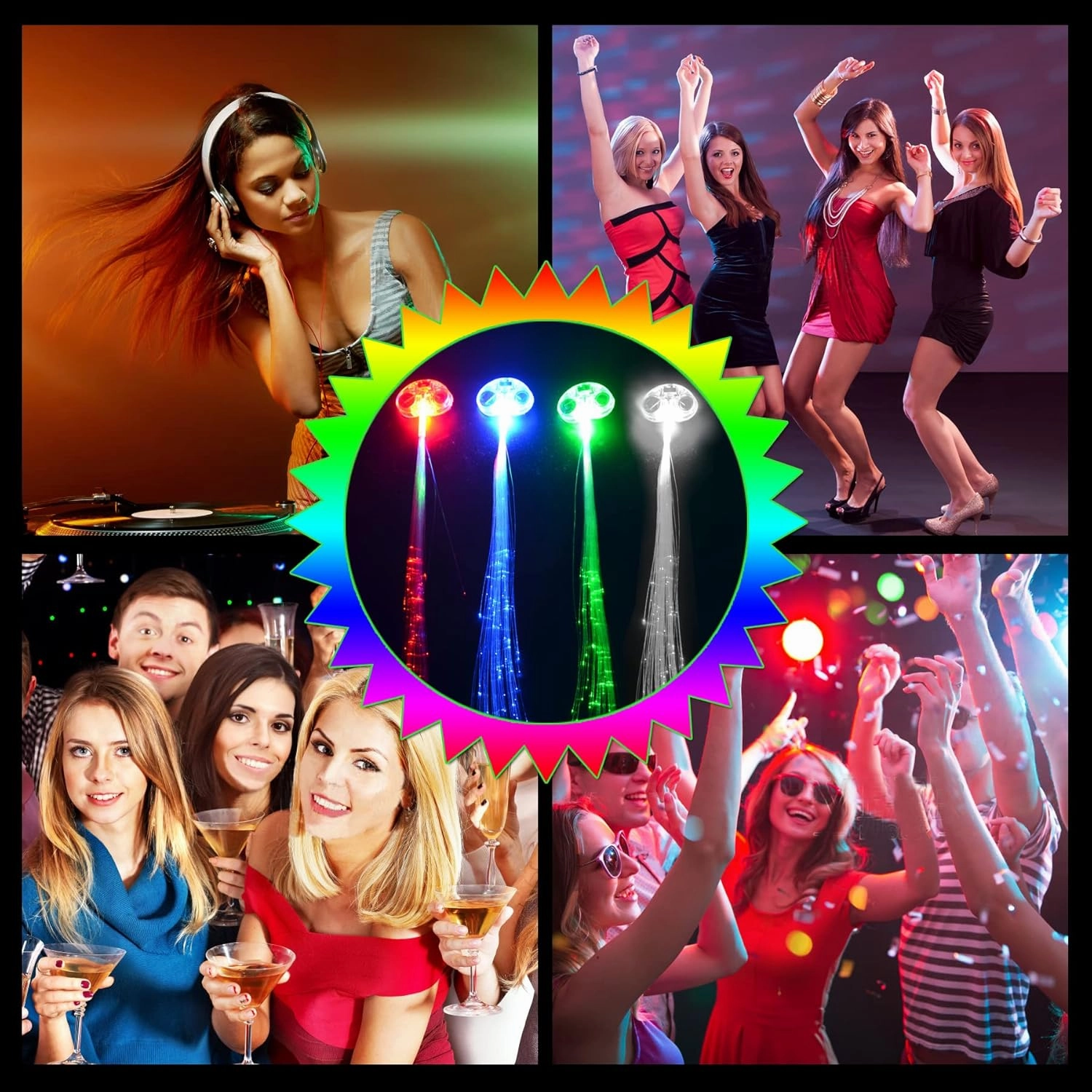 30 Pack Red LED Lights Fiber Optic Hair Barrettes Extensions Light Flashing Fiber Optic Hair Braid Barrettes Clips for 4th of July Party Favors Festival Party Bar Concert