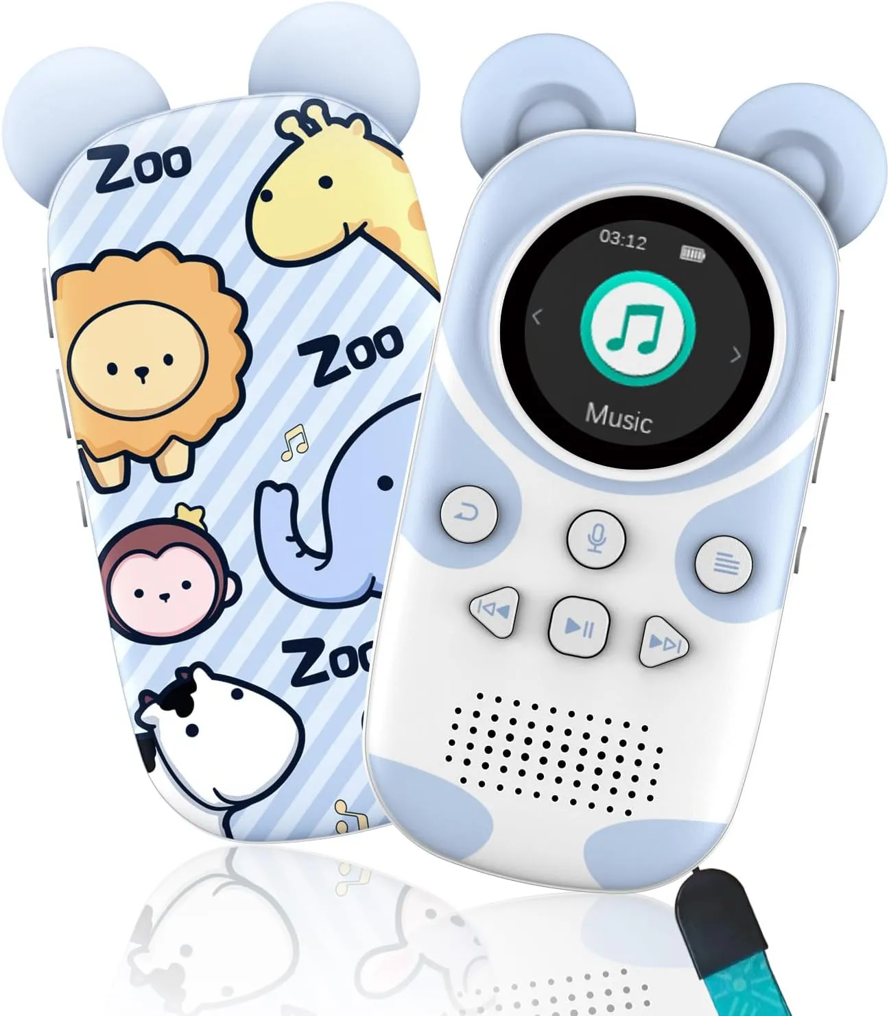32GB Cute Panda MP3 Player for Kids - Cartoon Portable Music Player, Child MP3 Player with Bluetooth, Speaker Built in, FM Radio, Alarm Clock, Expandable 128GB Micro SD Card
