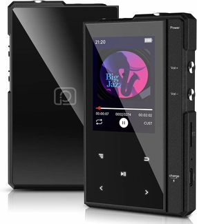 32GB MP3 Player with Bluetooth 5.0, Phinistec Z6 Digital Audio Player with Loud Speaker, 2.4’’ IPS Super Battery Life Music Player with FM Radio, E-Book, Music Alarm Support up to 256GB