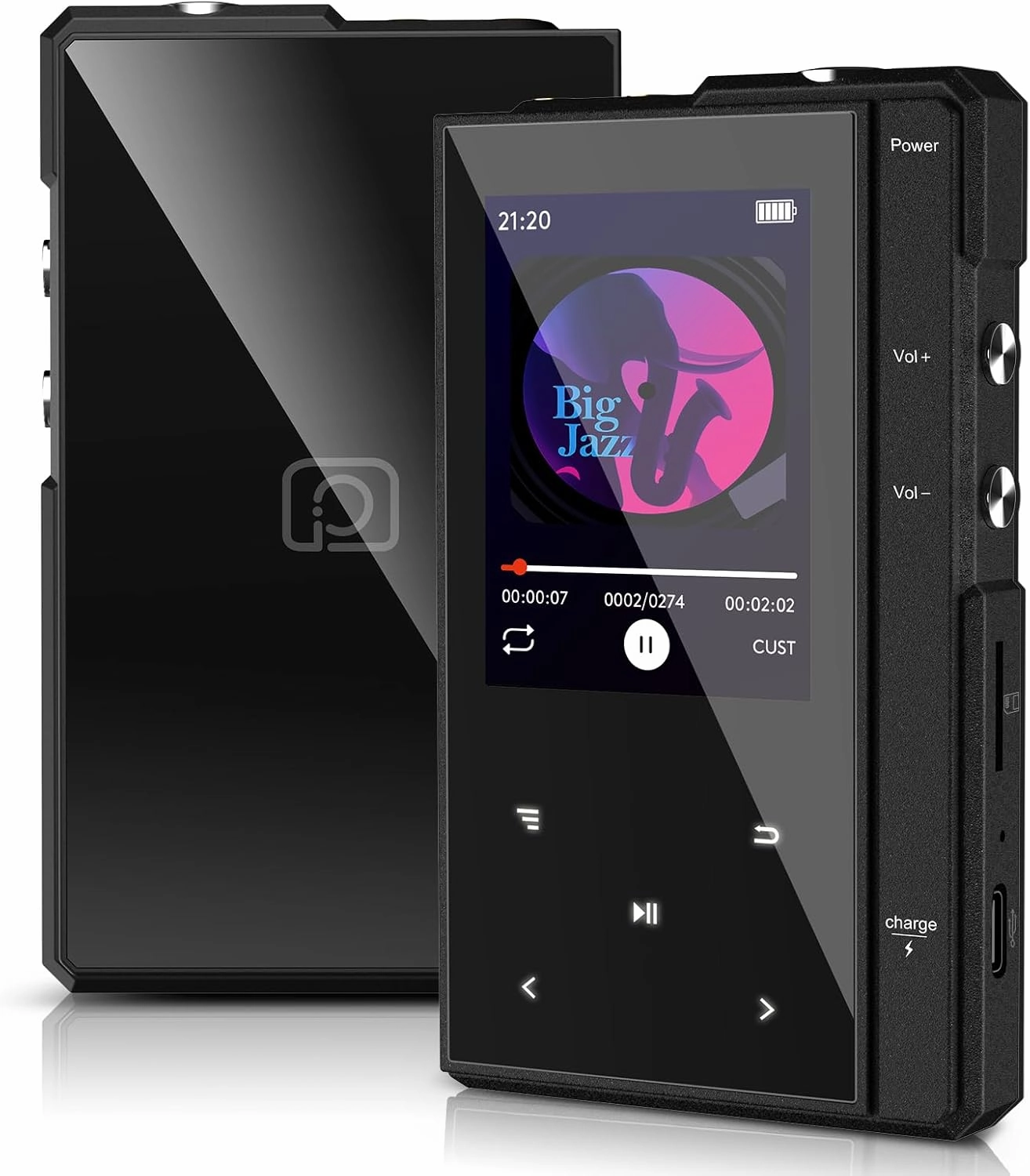32GB MP3 Player with Bluetooth 5.0, Phinistec Z6 Digital Audio Player with Loud Speaker, 2.4’’ IPS Super Battery Life Music Player with FM Radio, E-Book, Music Alarm Support up to 256GB