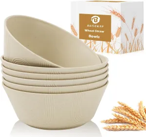 36 oz Wheat Straw Bowl Sets, 6 PCS Alternative for Plastic Bowls Reusable Unbreakable Bowls Set for Cereal, Salad, Soup, Microwave and Dishwasher Safe Bowls for Kitchen (Beige)