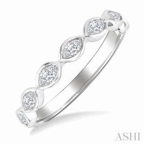 3/4 ctw East-West Set Marquise Cut Bezel Diamond Stackable Fashion Band in 14K White Gold