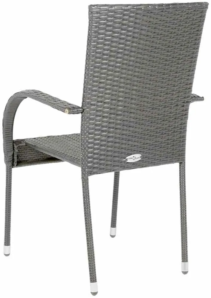 4-Piece Lightweight Stackable Patio Chairs Gray PE Rattan with Powder-Coated Steel Frame Outdoor Dining Chairs Space-Saving Contemporary Style for Garden Patio Terrace Furniture Easy to Clean