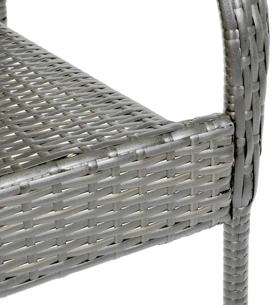 4-Piece Lightweight Stackable Patio Chairs Gray PE Rattan with Powder-Coated Steel Frame Outdoor Dining Chairs Space-Saving Contemporary Style for Garden Patio Terrace Furniture Easy to Clean