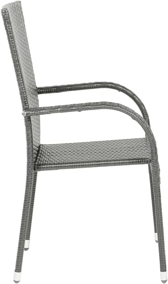4-Piece Lightweight Stackable Patio Chairs Gray PE Rattan with Powder-Coated Steel Frame Outdoor Dining Chairs Space-Saving Contemporary Style for Garden Patio Terrace Furniture Easy to Clean