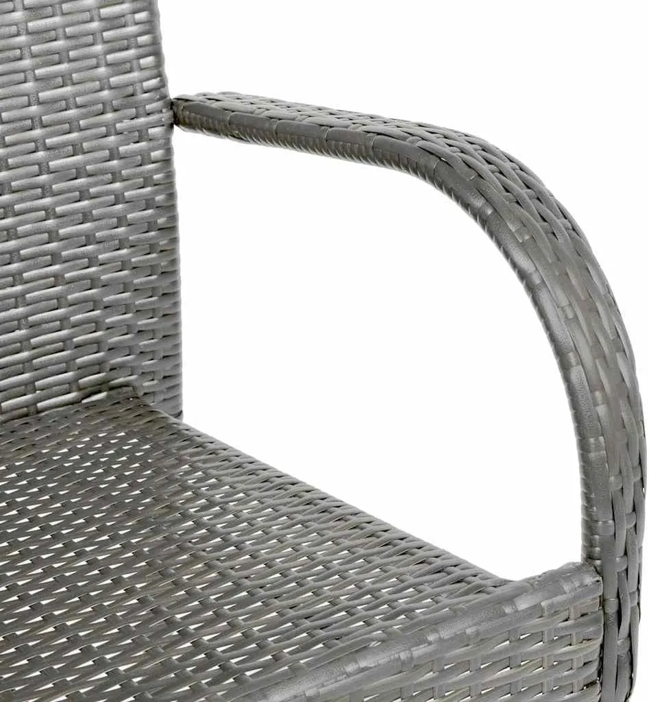 4-Piece Lightweight Stackable Patio Chairs Gray PE Rattan with Powder-Coated Steel Frame Outdoor Dining Chairs Space-Saving Contemporary Style for Garden Patio Terrace Furniture Easy to Clean
