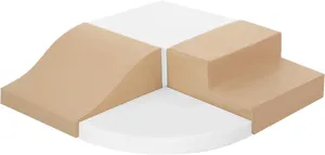4-Piece Soft PU Leather Toddlers Climbing Toys, Baby Foam Climbing Blocks for Toddlers 3, Foam Play Gym Climbing Structures, Indoor Climb and Crawl Activity Play Set (White and Coffee)