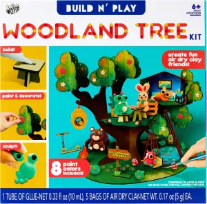450605/DOM Build N' Play Woodland Treehouse Craft and Paint Set for Kids, Multicolor, 29 Pieces