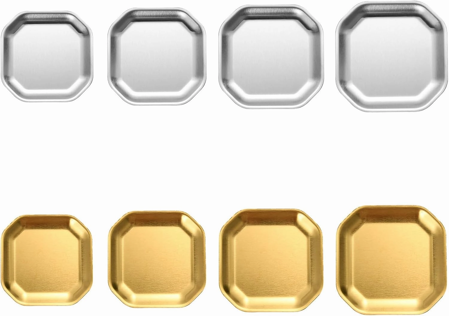 4pcs Efficient Gold/Silver Stainless Steel Plates Sturdy And Stackable Dishes For Camping Picnics And Family Meals