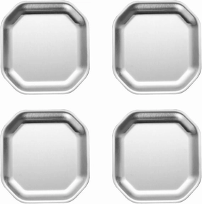 4pcs Efficient Gold/Silver Stainless Steel Plates Sturdy And Stackable Dishes For Camping Picnics And Family Meals