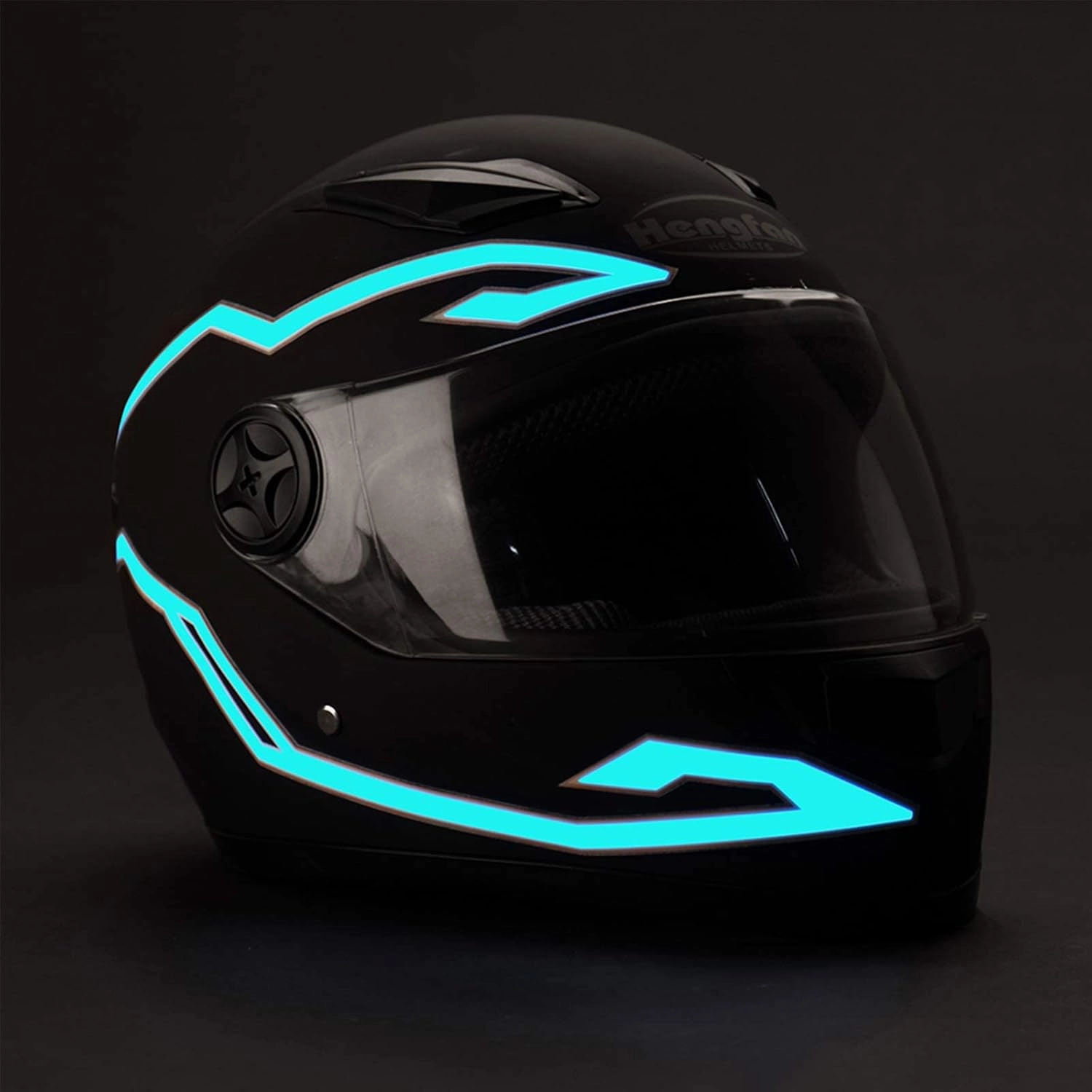 4PCS Upgrade Rechargeable Motorcycle Helmet Light, Night Riding Signal Helmet EL Light Sticker, 3 Mode Led Helmet Light Strip Accessories for Motorcycle, Bike Helmet (Rechargeable Powered, Ice Blue)