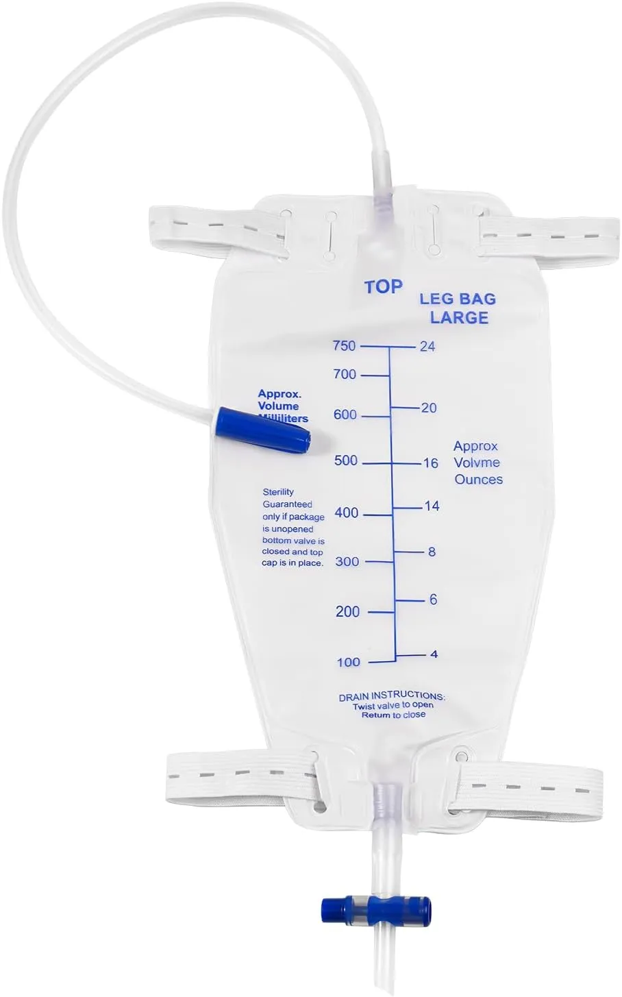 5 Pack Leg Urine Foley Drainage Bag, 750mL with Anti-Reflux Valve, 18" Tube Drainage and Adjustable Elastic Bands,Professional Urinary Bag for Home and Hospitals Health Aids